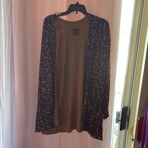 a new day Brown Cardigan Sweater Lightweight Open Front Long Sleeves